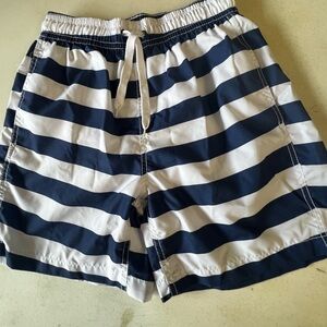 KANU MEN’S SWIM TRUNKS. NAVY/WHITE  STRIPE w/MESH LINING  QUICK DRY SIZE SMALL
